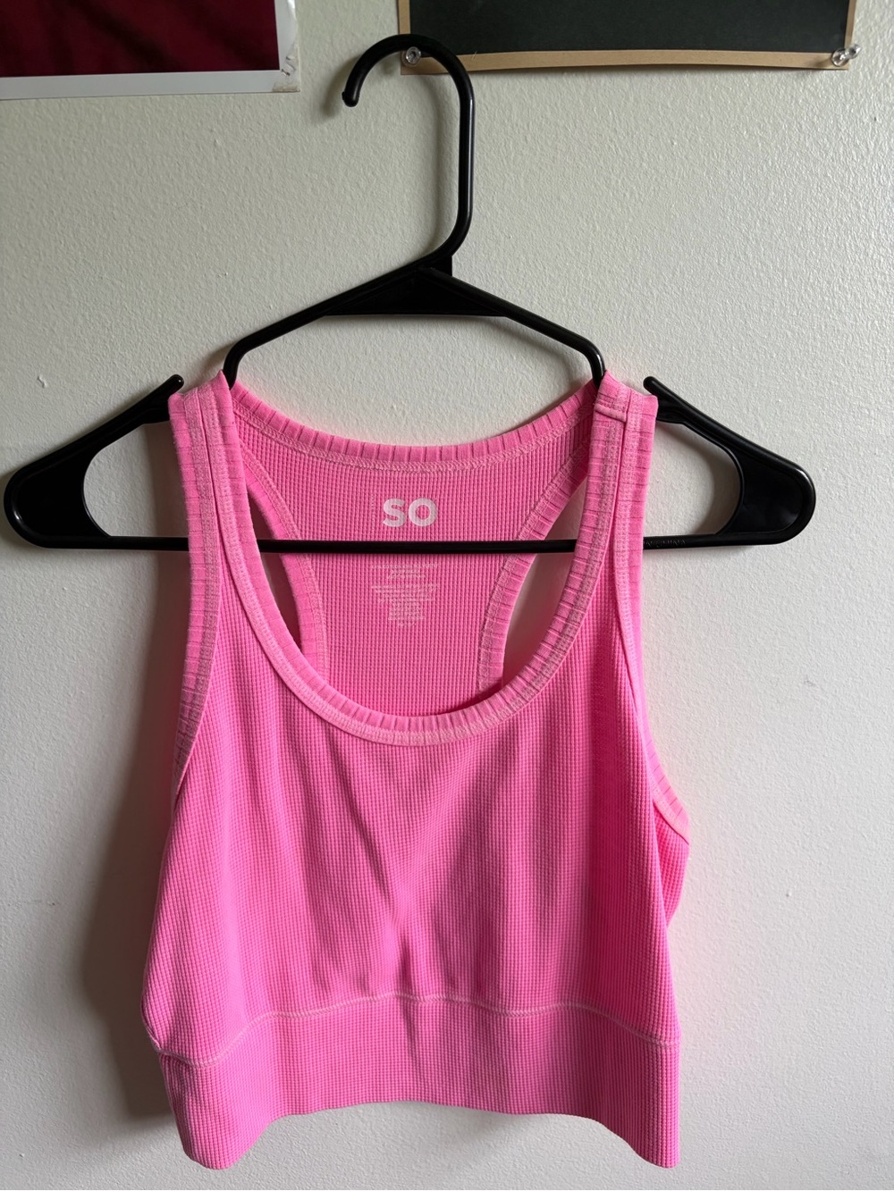 SO Bright Pink Ribbed Sports Crop Tank